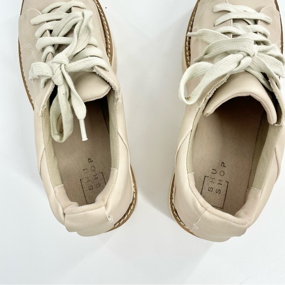 ShuShop Shoes Sarabeth Platform Sneakers Neutral Tan Low Lace Up Size 9 - Picture 7 of 12